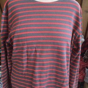 Armor Lux Women’s Large Red and Gray Striped Long Sleeve Breton Tee - Runs Small